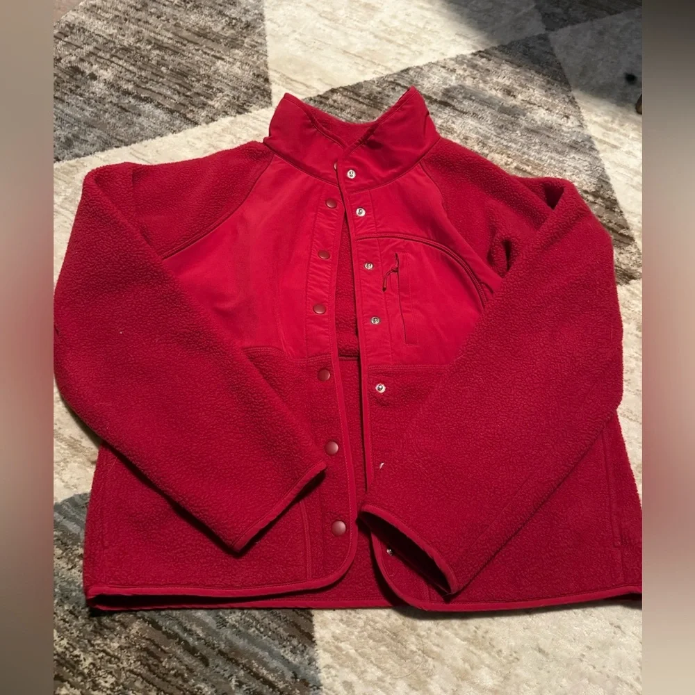 Red Gap Fit Fleece Button Up Jacket - Picture 1 of 5